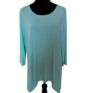 Easy Wear by Chico’s Women's Scoop Neck 3/4 Sleeve Tunic in Light Aqua